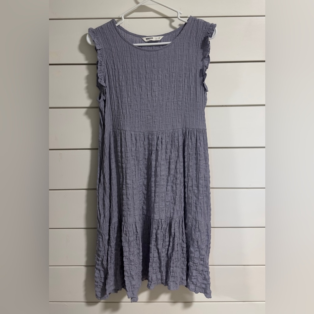 Sonoma Womens Lavender Cottagecore Coquette Tiered Crinkle Dress Size S